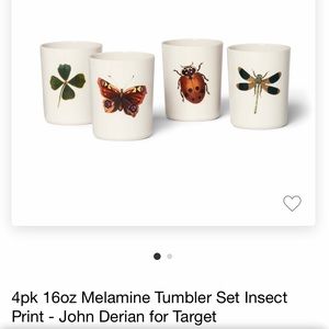 John Derian TARGET 4 Melamine Tumbler Insect Print